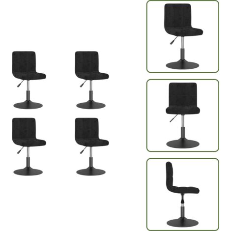 The Living Store Sillas de comedor giratorias 4 unidades terciopelo negro - Sillas de comedor