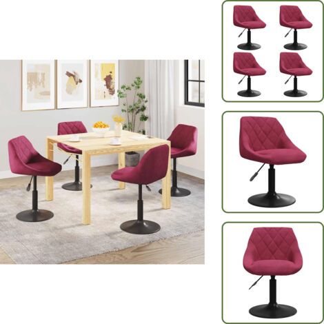 The Living Store Sillas de comedor giratorias 4 unidades terciopelo rojo tinto - Sillas de comedor