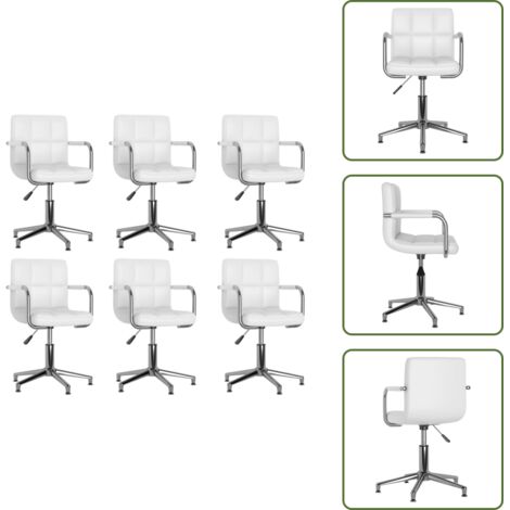 The Living Store Sillas de comedor giratorias 6 unidades cuero sintético blanco - Sillas de comedor
