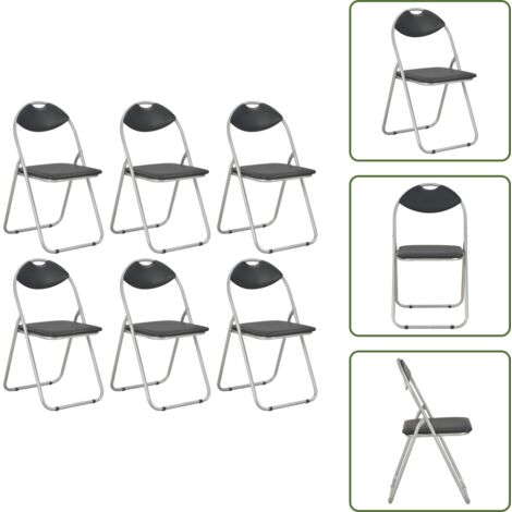 The Living Store Sillas de comedor plegables 6 unidades cuero sintético negro - Sillas de comedor