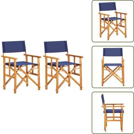 The Living Store Sillas de director 2 uds madera maciza de acacia azul - Silla de camping