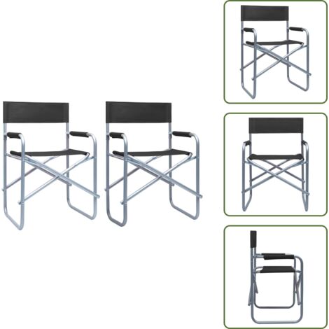 The Living Store Sillas de director 2 unidades acero negro - Sillas plegables