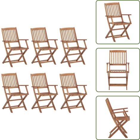 The Living Store Sillas de exterior plegables 6 uds madera maciza acacia - Sillas plegables
