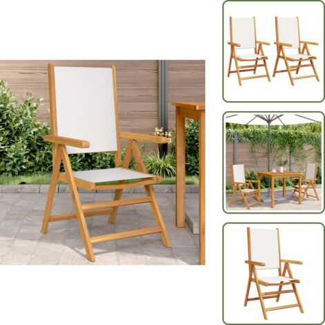 The Living Store Sillas de jardín 2 uds madera maciza acacia y tela crema blanco - Sillas de exterior