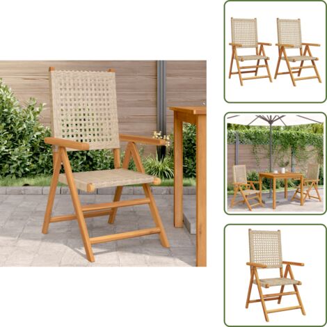 The Living Store Sillas de jardín 2 uds madera maciza de acacia ratán PE beige - Sillas de exterior