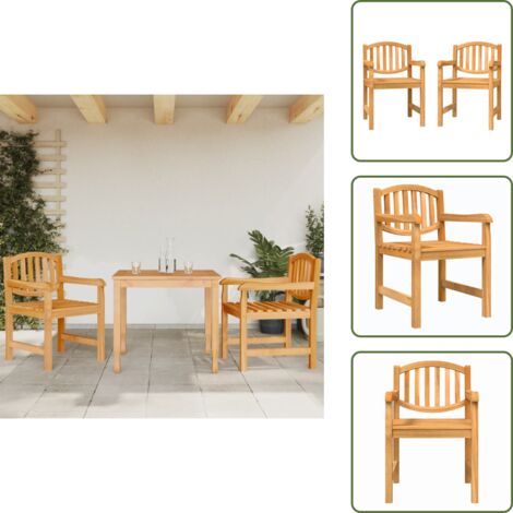 The Living Store Sillas de jardín 2 unidades madera maciza de teca 58x59x88 cm - Madera de teca