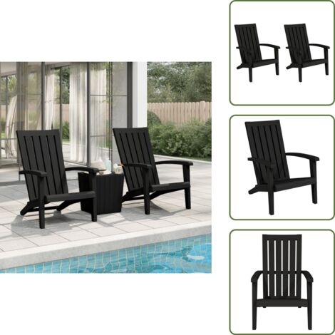 The Living Store Sillas de jardín Adirondack 2 uds polipropileno negro - Sillas de jardín Adirondack