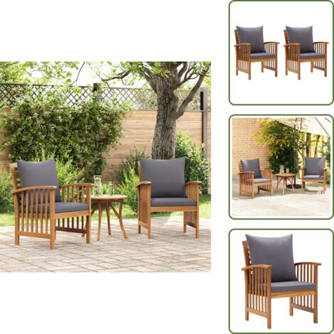 The Living Store Sillas de jardín con cojines 2 unidades madera maciza acacia - Sillas de exterior