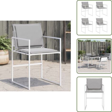 The Living Store Sillas de jardín con cojines 4 uds acero y textilene blanco - Cojín para silla