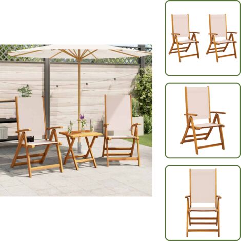 The Living Store Sillas de jardín plegables 2 uds madera maciza acacia textileno - Sillas de jardín acacia