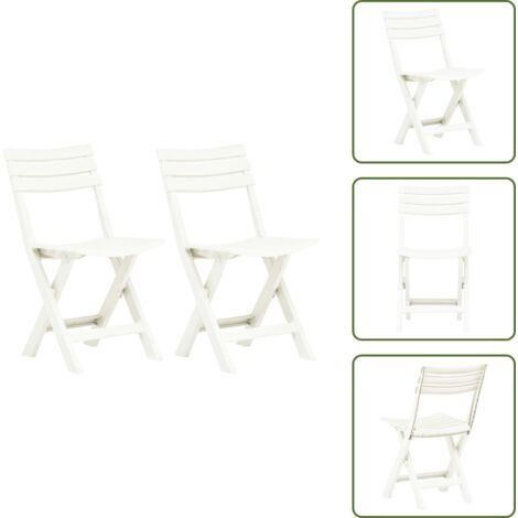 The Living Store Sillas de jardín plegables 2 unidades plástico blanco - Sillas plegables