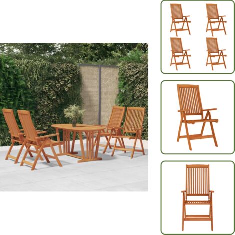 The Living Store Sillas de jardín plegables 4 uds madera maciza de eucalipto - Sillas de jardín plegables