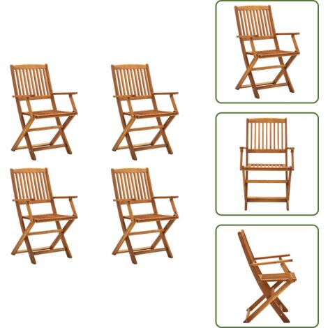 The Living Store Sillas de jardín plegables 4 unidades madera maciza de acacia - Sillas de comedor