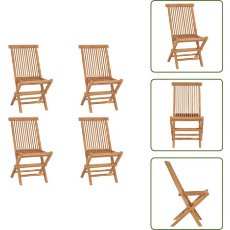 The Living Store Sillas de jardín plegables 4 unidades madera maciza de teca - Sillas de jardín plegables