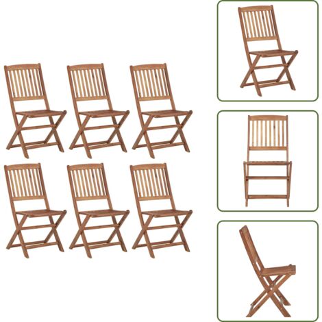 The Living Store Sillas de jardín plegables 6 uds madera maciza de acacia - Sillas de jardín de madera