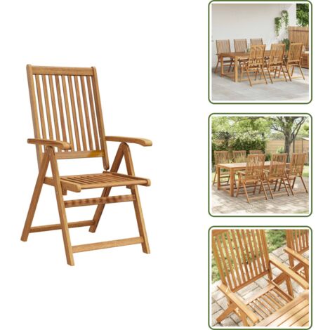 The Living Store Sillas de jardín plegables 6 uds madera macizo de acacia - Sillas de jardín plegables