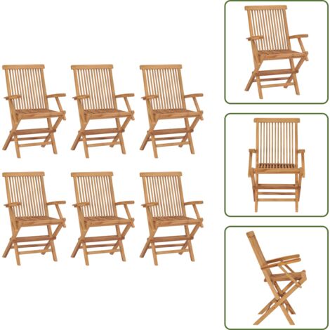 The Living Store Sillas de jardín plegables 6 unidades madera maciza de teca - Sillas de exterior