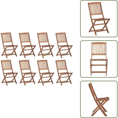 The Living Store Sillas de jardín plegables 8 uds madera maciza acacia - Sillas de comedor