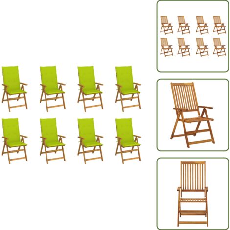 The Living Store Sillas de jardín plegables y cojines 8 uds madera maciza acacia - Cojines para sillas