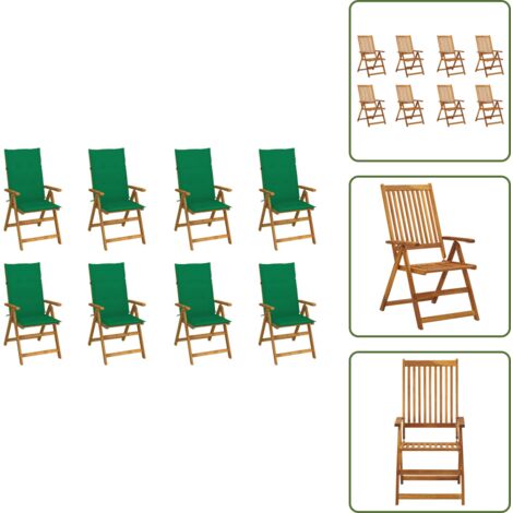 The Living Store Sillas de jardín plegables y cojines 8 uds madera maciza acacia - Sillas de jardín plegables