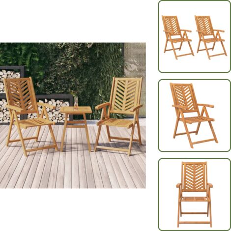 The Living Store Sillas de jardín reclinables 2 uds madera maciza acacia - Sillas de jardín de madera