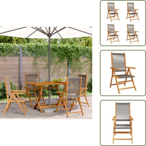 The Living Store Sillas de jardín reclinables 4 uds madera maciza acacia gris - Sillas de jardín