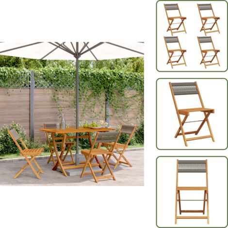 The Living Store Sillas de jardín reclinables 4 uds madera maciza acacia gris - Sillas de jardín plegables