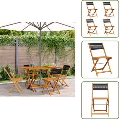 The Living Store Sillas de jardín reclinables 4 uds madera maciza acacia negro - Sillas de jardín plegables