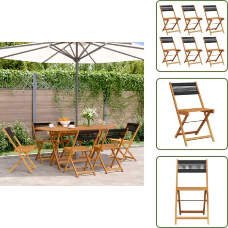 The Living Store Sillas de jardín reclinables 6 uds madera maciza acacia negro - Sillas plegables