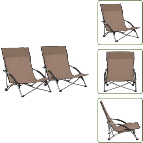 The Living Store Sillas de playa plegables 2 unidades tela gris taupé - Sillas plegables