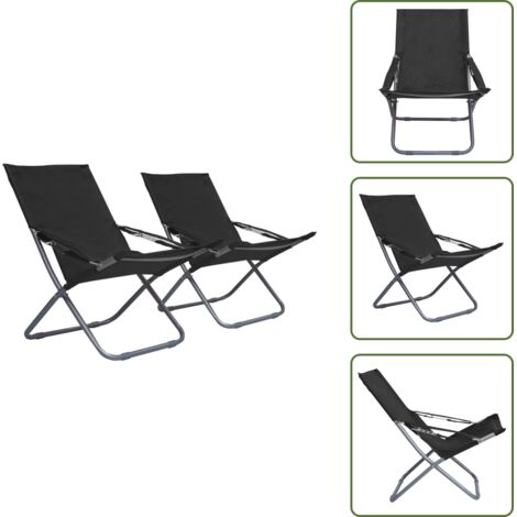 The Living Store Sillas de playa plegables 2 unidades tela negro - Sillas plegables