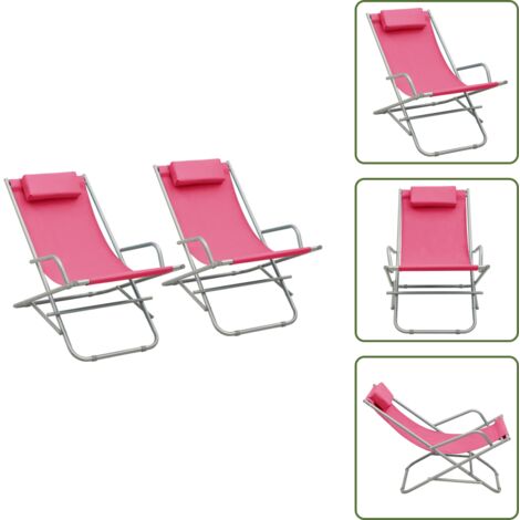 The Living Store Sillas mecedoras 2 unidades acero rosa - Tumbonas plegables