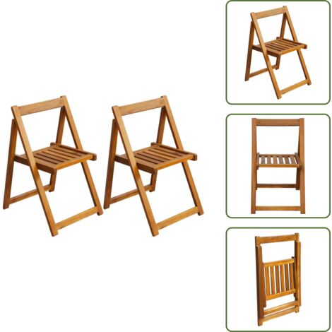 The Living Store Sillas plegables de jardín 2 unidades madera de acacia maciza - Sillas de madera