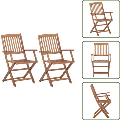 The Living Store Sillas plegables de jardín 2 unidades madera maciza de acacia - Sillas plegables