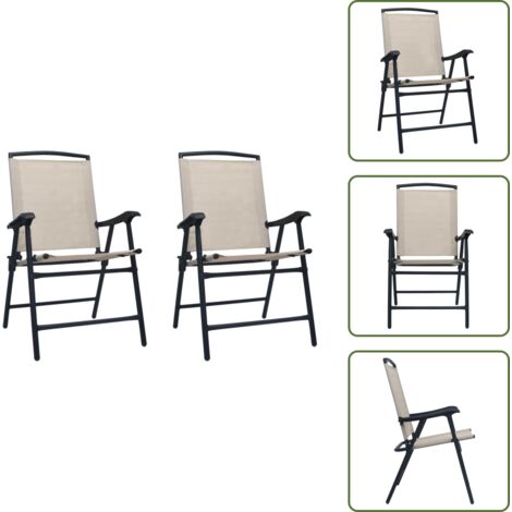 The Living Store Sillas plegables de jardín 2 unidades textilene color crema - Sillas plegables