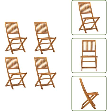 The Living Store Sillas plegables de jardín 4 unidades madera maciza de acacia - Sillas plegables