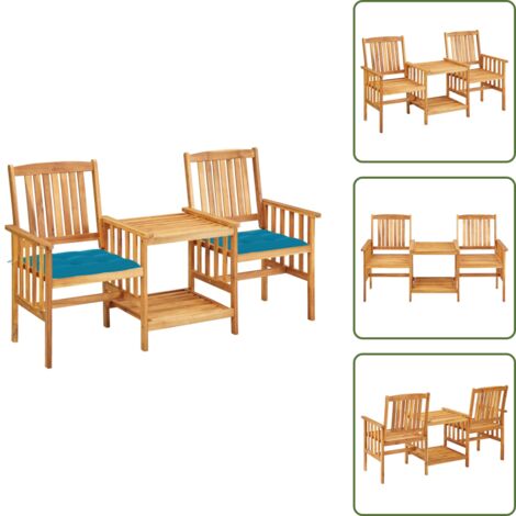 The Living Store Sillas y mesita de jardín con cojines madera maciza acacia - Mesa de jardín