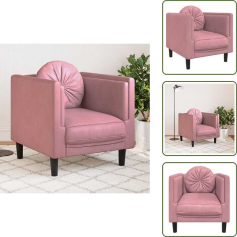 The Living Store Sillón con cojín terciopelo rosa - Sillón con cojín