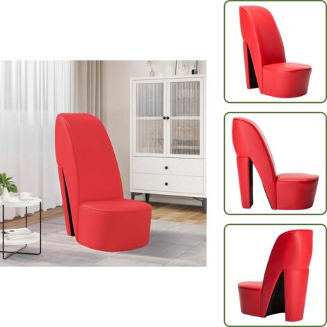 The Living Store Sillón con forma de zapato de tacón cuero sintético rojo - Silla de cuero sintético