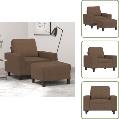 The Living Store Sillón con taburete tela marrón 60 cm - Sofá con reposapiés