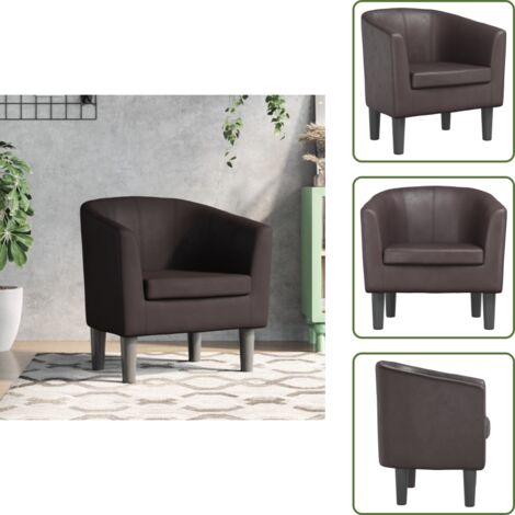 The Living Store Sillón cuero sintético marrón - Sillón marrón