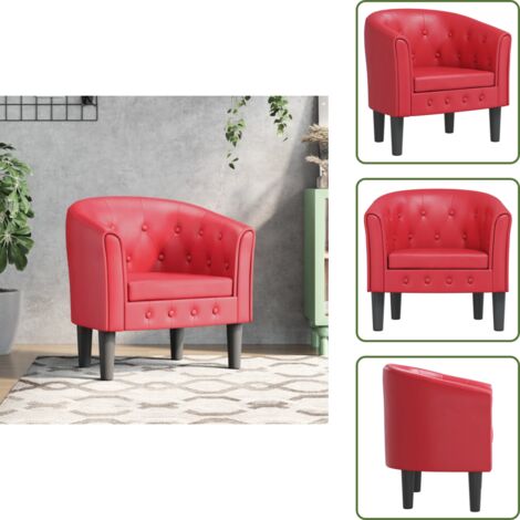 The Living Store Sillón cuero sintético rojo - Diseño de cubo