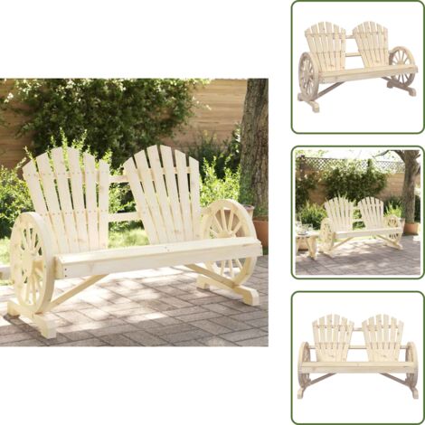 The Living Store Sillón de jardín Adirondack doble madera maciza de abeto - Silla de exterior