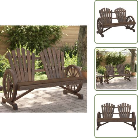 The Living Store Sillón de jardín Adirondack doble madera maciza de abeto - Silla de jardín Adirondack