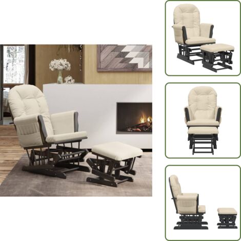 The Living Store Sillón de lactancia con taburete tela blanco crema - Sillón con taburete