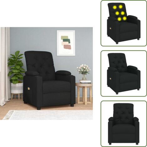 The Living Store Sillón de masaje de tela negro - Masaje de vibración
