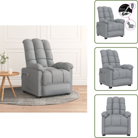 The Living Store Sillón de masaje eléctrico tela gris claro - Masaje de vibración