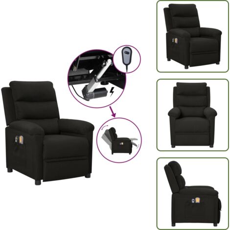 The Living Store Sillón de masaje eléctrico tela negro - Masaje de vibración
