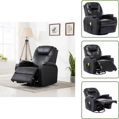 The Living Store Sillón de masaje mecedora de cuero sintético negro - Mecedora eléctrica