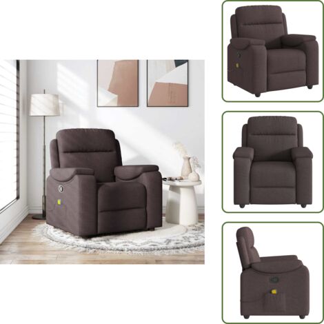 The Living Store Sillón de masaje reclinable de tela marrón oscuro - Reclinable